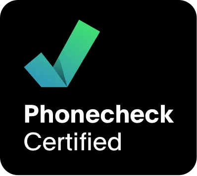Phonecheck Certified — Square on Black