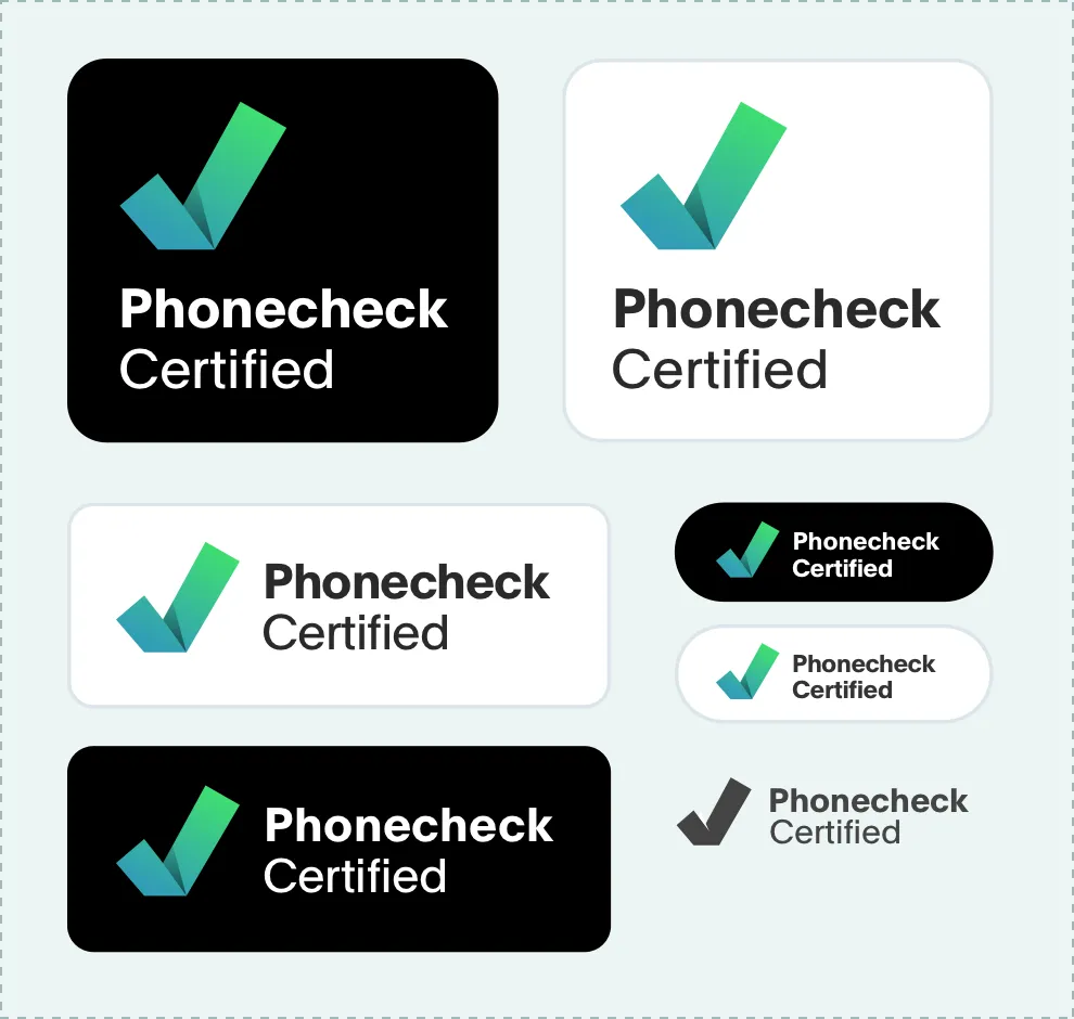 Collection of Phonecheck certified badges