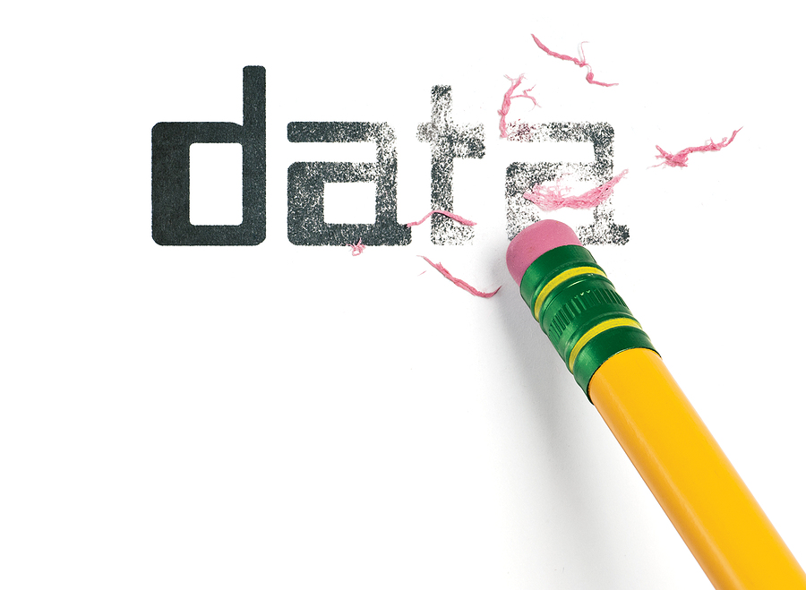Pencil erasing the word data.