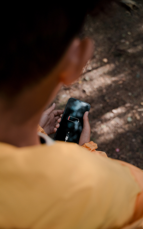 phone showing low battery