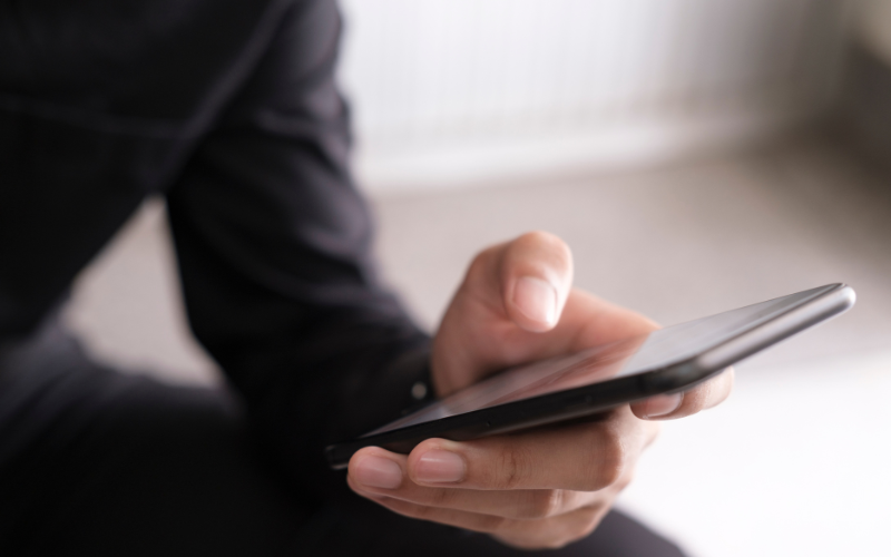 person using a used Google Pixel phone