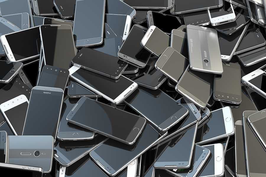 Pile of mobile phones