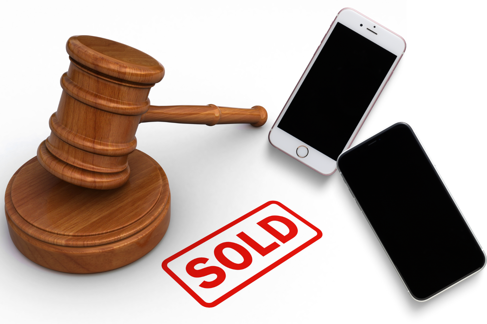 Mobile phone being sold at auction